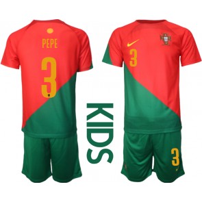 Portugalsko Pepe #3 Dětské Domácí dres komplet MS 2022 Krátký Rukáv (+ trenýrky)